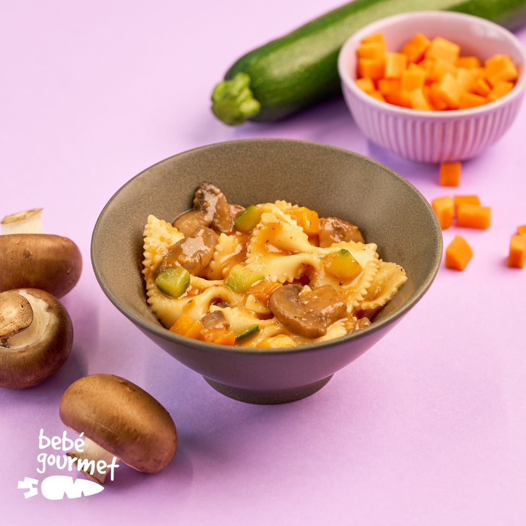 Lacinhos com Legumes e Cogumelos do Campo Estufados (12+)