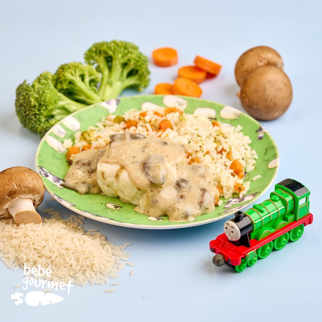 Pescada com Cogumelos e Arroz Alegre (12+)