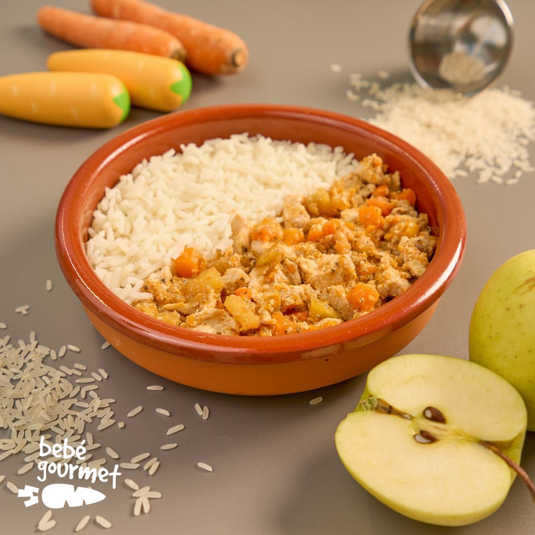Tirinhas de Frango com Cenoura, Maçã e Arroz (12+)